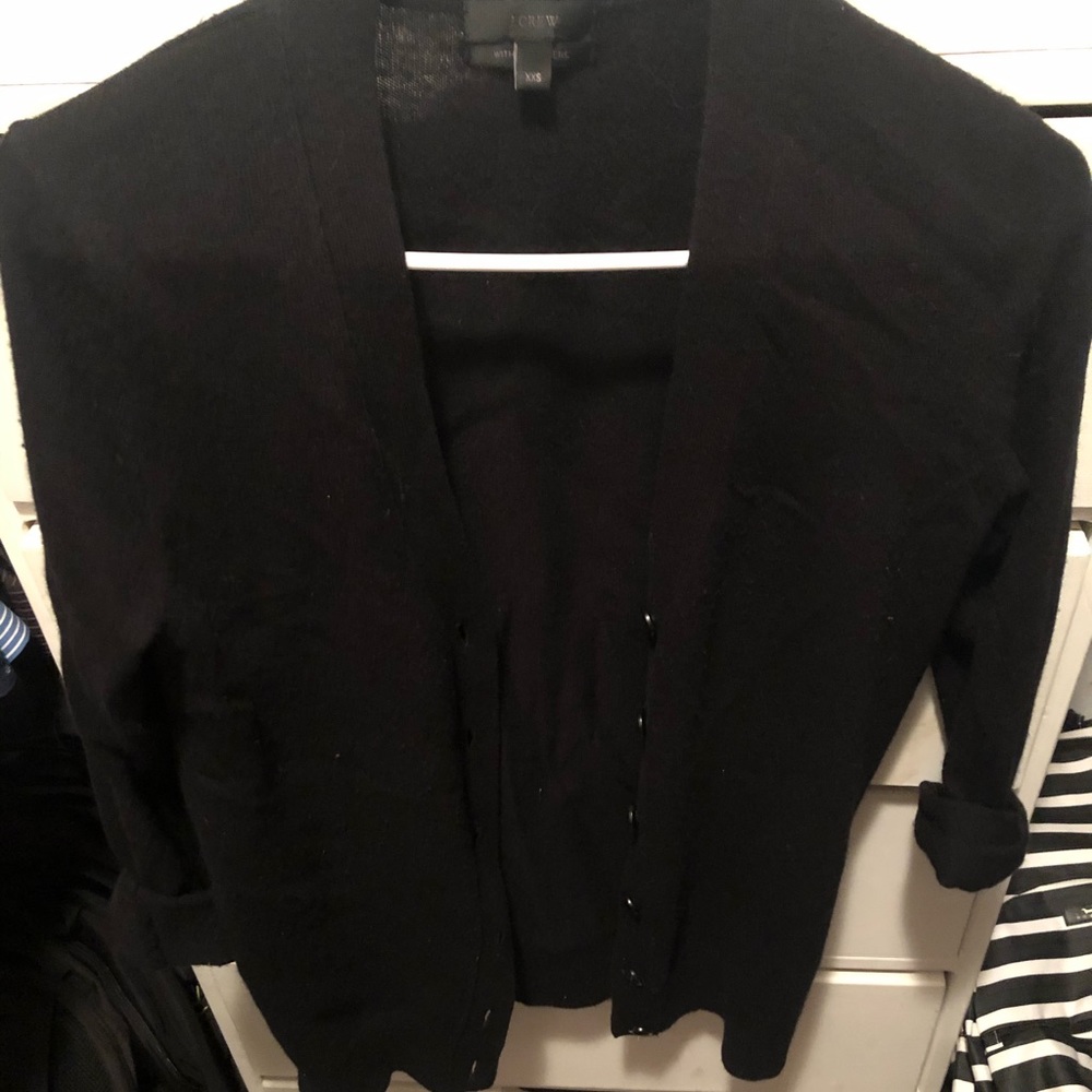 Jcrew classic black wool cardigan